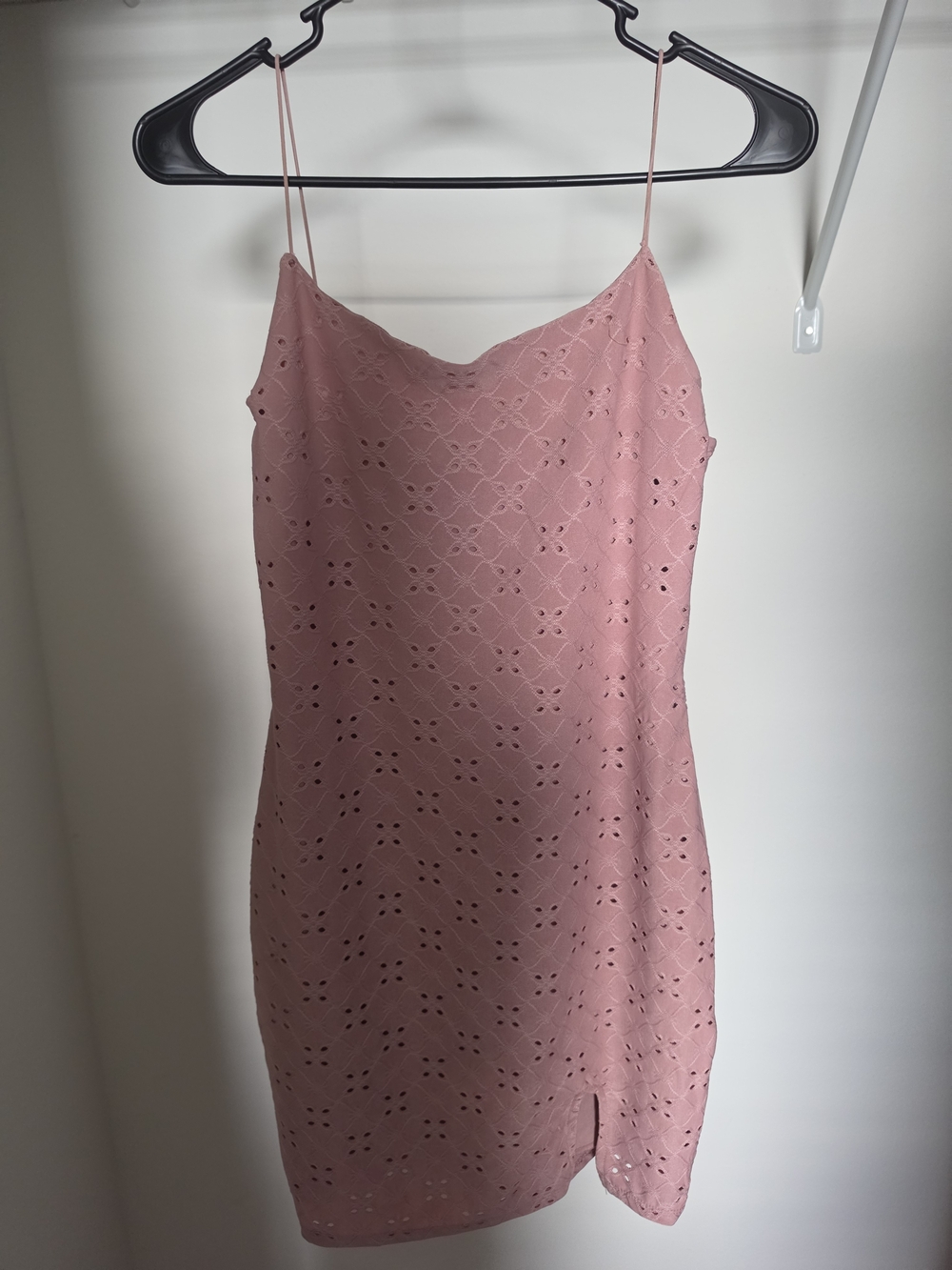 Heart Hips Dusty Pink Eyelet Mini Slip Dress